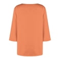 thumbnail image 5 of Fnooota Women's Plus Size T-shirts, Summer Classic Casual Asymmetrical Neck 3/4 Sleeve Tops Orange Size 2XL, 5 of 6