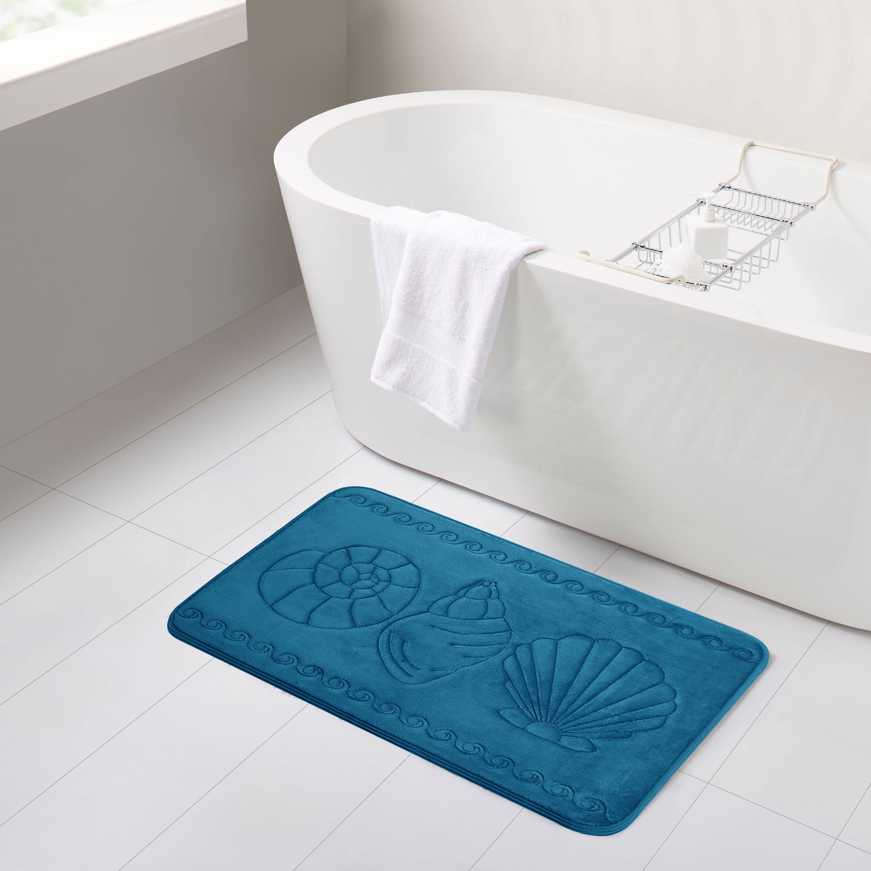 swift home Cozy Cotton Candy Soft Teal Anchor 17 in. x 24 in. Non-Slip  Memory Foam Super Absorbent Bath Rug SHRG1-001-TEA17 - The Home Depot