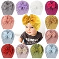 thumbnail image 4 of TINKER Soft Newborn Baby Solid Color Hat Baby Turban Elastic Cap, 4 of 7