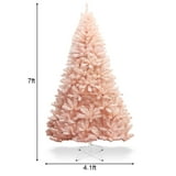 Costway 7ft Pink Artificial Christmas Tree Hinged Full Fir Tree Metal ...