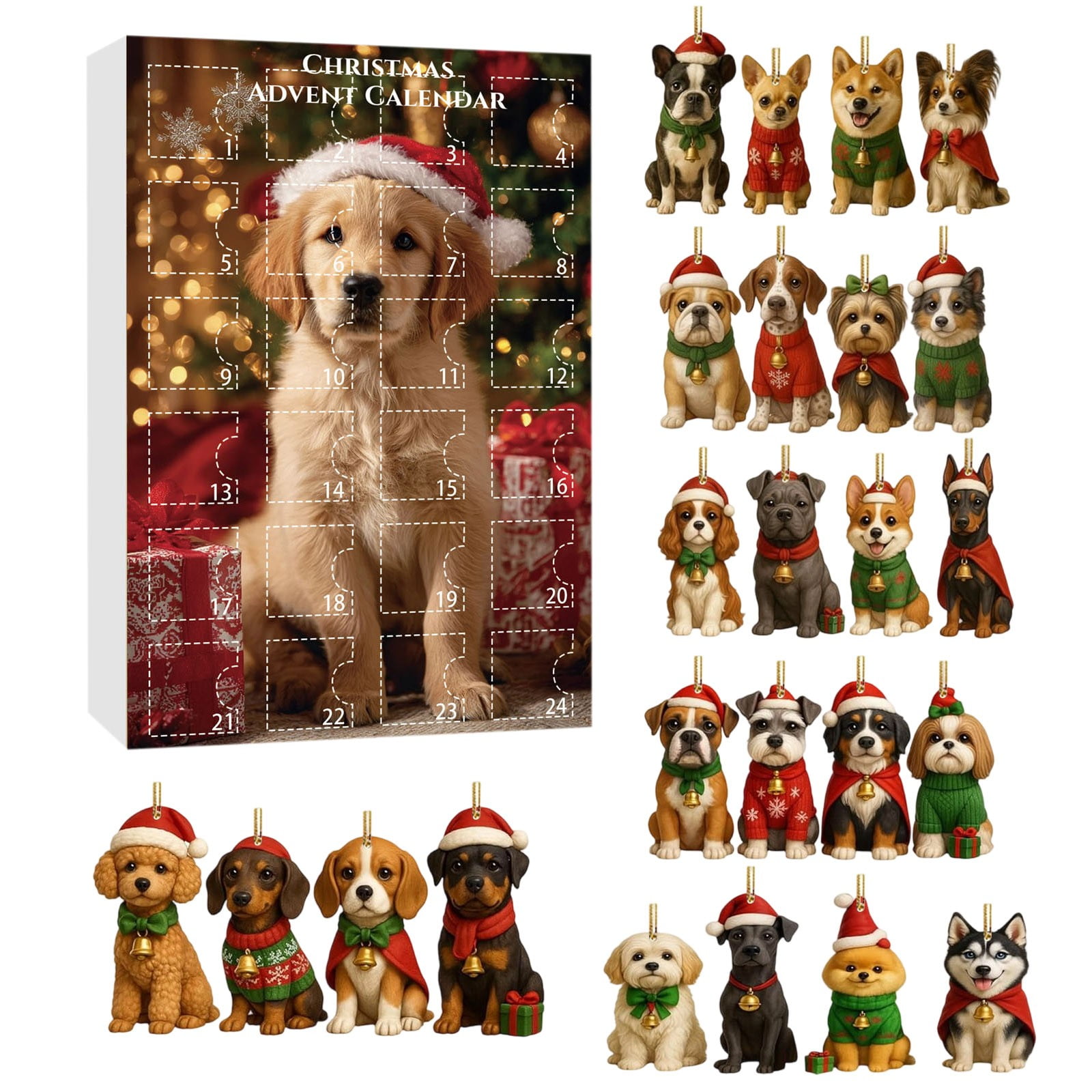 Dog Advent Calendar 2025, Dog Advent Calendar, 24 Festive Breed