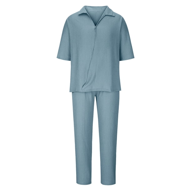 Mens Camisas de Verano Color Sólido Manga Corta V-Cuello Blusa, Ligero Casual Bajo Camisas para Hombres