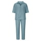 thumbnail image 1 of Mens Camisas de Verano Color Sólido Manga Corta V-Cuello Blusa, Ligero Casual Bajo Camisas para Hombres, 1 of 4