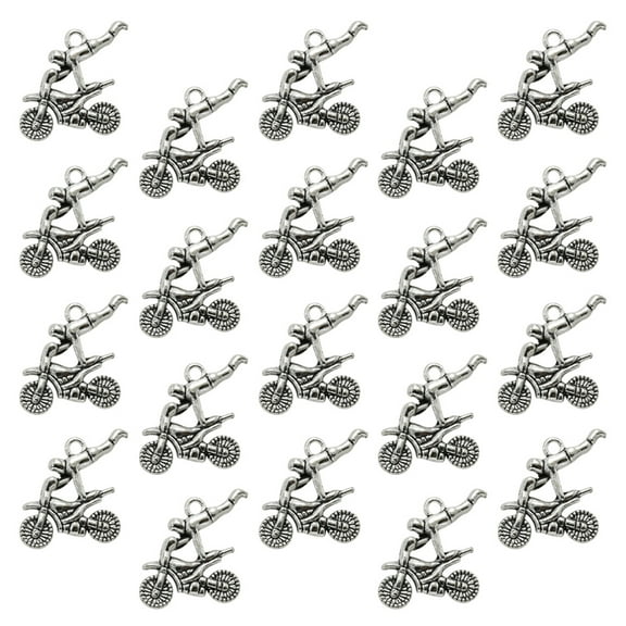 Milisten 20Pcs Motocross Jewelry Diy Charms Pendants Antique Silver Alloy Motorcycle Shape