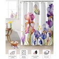 thumbnail image 4 of Easter Shower Curtain Iris Flower Butterfly Shower Curtains for Bathroom Decor Floral Leaves Branch Purple Bath Curtains Sets for Spring Easter Bathroom Decor Fabric Waterproof Standard 72" X 72", 4 of 5