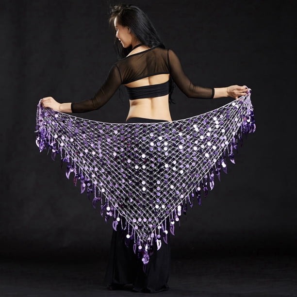 WILLBEST Vestidos Casuales Para Mujer 1 Conjunto De Danza Del Vientre Con Pañuelo Triangular Y Bufanda Para Mujer, Incluye Cadena De Cintura Para Danza Del Vientre Y Bufanda