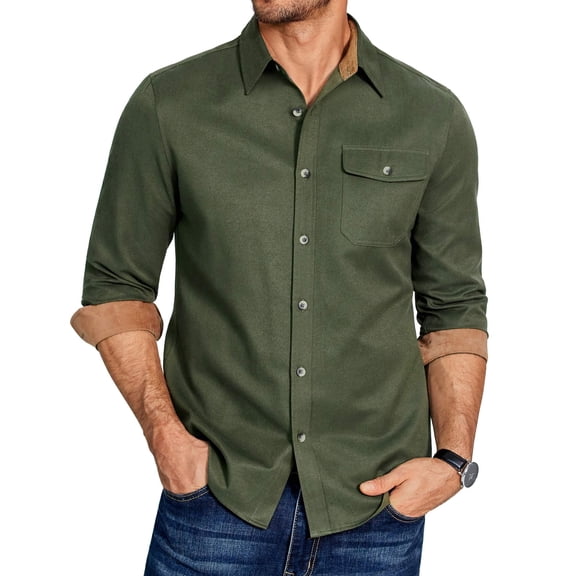 COOFANDY Mens Flannel Shirts Long Sleeve Plaid Button Down Shirts Casual Blushed Cotton Flannel Shirt