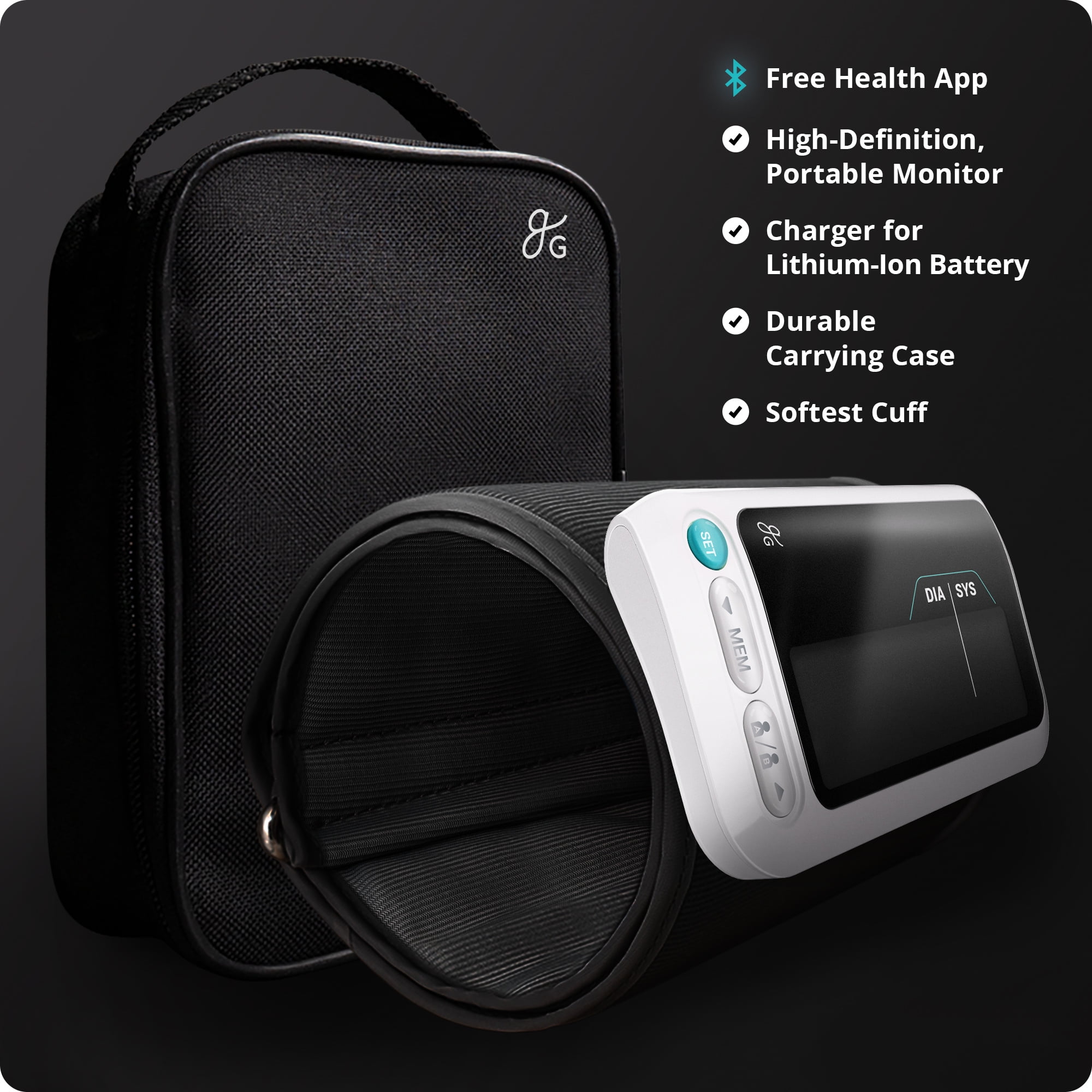 Greater Goods Bluetooth Blood Pressure Monitor with Automatic Upper Arm Cuff, App-Enabled for iOS and Android