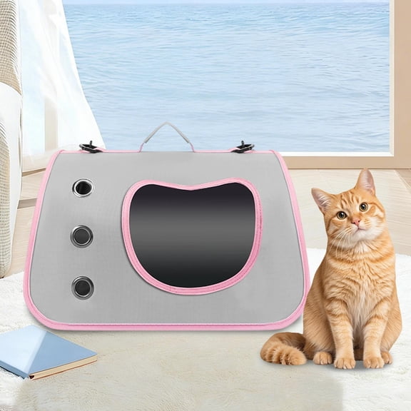 Single Shoulder Cat Carrier Portable Handheld Pet Travel Bag Airline Approved Foldable Transparent Window Breathable Mesh Water Resistant Oxford Cloth for Outdoor Travel Vet Visits Cats Dogs Supplies