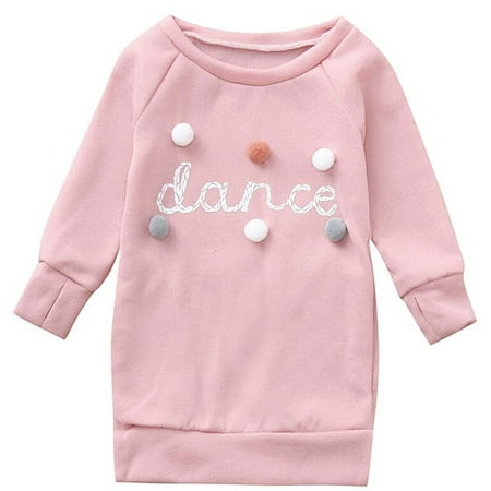 

QWERTYU Infant Baby Toddler Child Children Kids Letter Sundress for Girls Long Sleeve Dress Fall Winter Dresses 12M-5Y