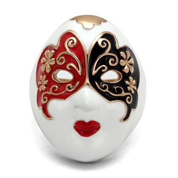 Alamode TK2142-8 Women IP Rose Gold Stainless Steel Ring with Epoxy in Multi Color - Size 8