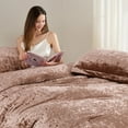 thumbnail image 7 of Regency Heights Full/Queen Cozy Velvet Comforter Sets, Luxury 3-Piece All-Season Bedding, Bed Set with Shams，Mocha Mousse, 7 of 7