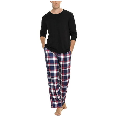 

Mens Pajamas Set Four Seasons Fashion Leisure Soft Home Solid Color Shirt Pants Pajama Set Home Service Two Piece Set