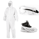 thumbnail image 1 of L/XL/XXL-Conjunto de ropa de trabajo desechable Aislamiento antibacteriano con gafas y guantes especiales Ropa de protección siamesa antiestática a prueba de polvo Película protectora transpirable MFZFUKR FLD-4634, 1 of 1