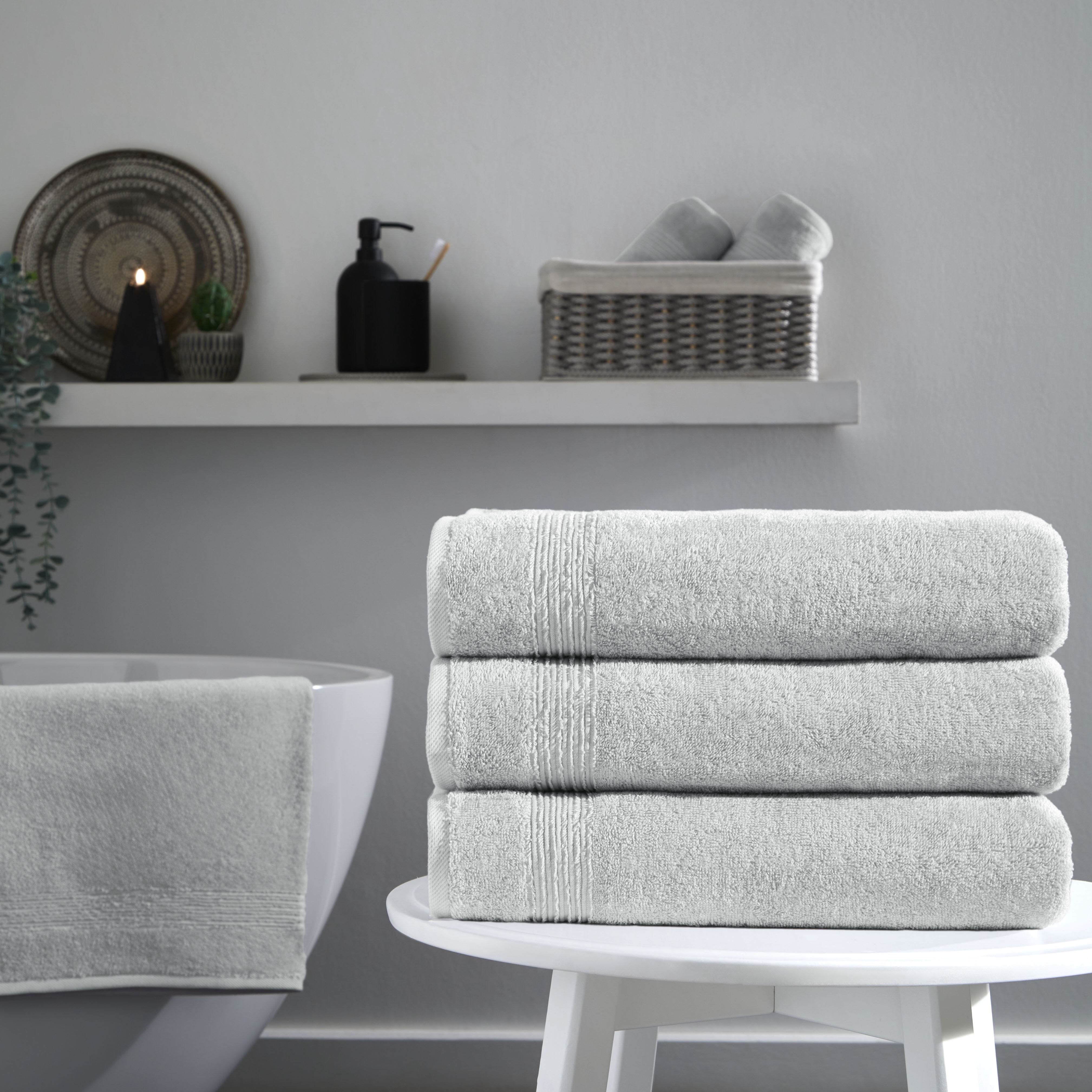 Ozdilek 4-Piece Bath Towels, 30x60" 100% Turkish Cotton, Quick-Dry & Lightweight Body Towels, Breathable, Space-Saving Shower Towel Set for Bathroom, Pool, Gym, Grey