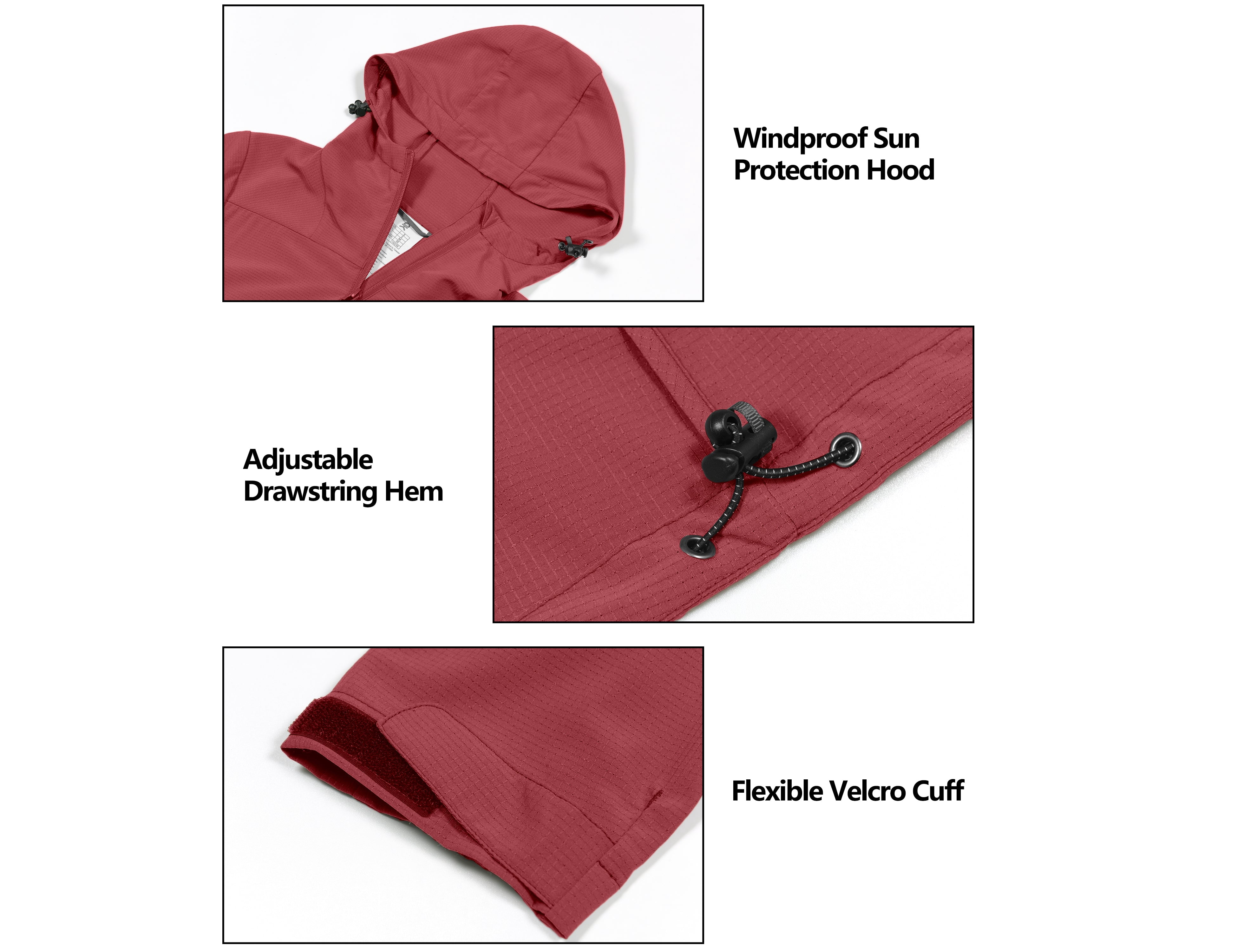 Little Donkey Andy Women's UV Protection Hiking Jackets Breathable Hooded Shirts for Fishing Camp with Air-Holes Watermelon Red Size M