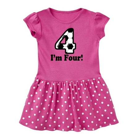 

Inktastic 4 Year Old Soccer Party 4th Birthday Gift Toddler Girl Dress