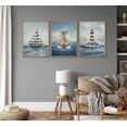 thumbnail image 3 of Hieng Blue Nautical Nursery Wall Art Vintage Sailboat Lighthouse Pictures Wall Decor Boy Coastal Posters Navy Sea Ocean Canvas Print Artwork for Kids Boys Room Playroom Bedroom Decor, Unframed, 3 of 6