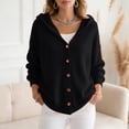 thumbnail image 4 of vigerkar Women's Hooded Cardigan Solid Color Sweaters Button Down Open Front Knit Outerwear Coats (Black, 3XL), 4 of 8