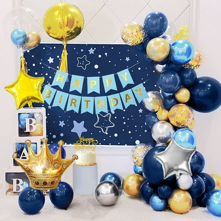 Birthday Decorations For Man,birthday Party Decorations Navy Blue Happy  Birthday