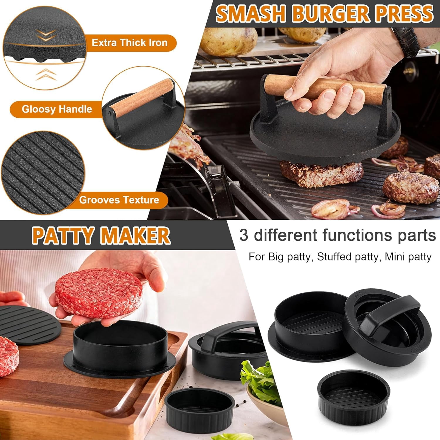 35Pcs Griddle Accessories Kit for Blackstone,  Flattop Grilling Tool Set with Stainless Steel Spatula and Burger Press