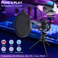 thumbnail image 2 of Micrófono USB para juegos BeautisUI para PC con trípode y filtro pop, 2 of 7