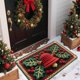 thumbnail image 1 of Alfombra navideña decorativa | Felpudo navideño multicolor de poliéster para entrada, baño, cocina y sala de estar | Felpudo suave y antideslizante para decoración navideña y regalo., 1 of 6