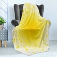 thumbnail image 4 of Yellow Soft Flannel Fleece Throw Blanket, Abstract Small Circular Dots Patterns and Forms Centered Sun with Spotted Design Art, Cozy Plush for Indoor and Outdoor Use, 50" x 60", Yellow, by Ambesonne, 4 of 5