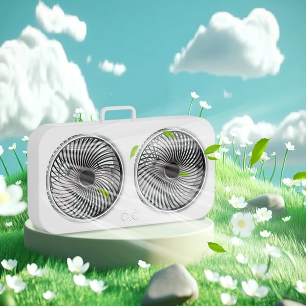 Ventilador USB portátil de doble cabezal | Ventilador de escritorio bidireccional con montaje en pared y 3 velocidades ajustables | Refrigeración silenciosa de alta potencia para uso en casa,