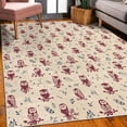 thumbnail image 3 of Owl Decorative Rug, Cartoon Style Illustration of Birds on the Branches Mysterious Woods Print, Quality Carpet for Bedroom Dorm and Living Room, 6 Sizes, Maroon Champagne, by Ambesonne, 3 of 4