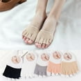 thumbnail image 2 of 5 Pairs Solid Color Cotton Invisible Foot Covers Women's Split Toe Toe Toppers Liners Socks for High Heel Comfort Wear, 2 of 8