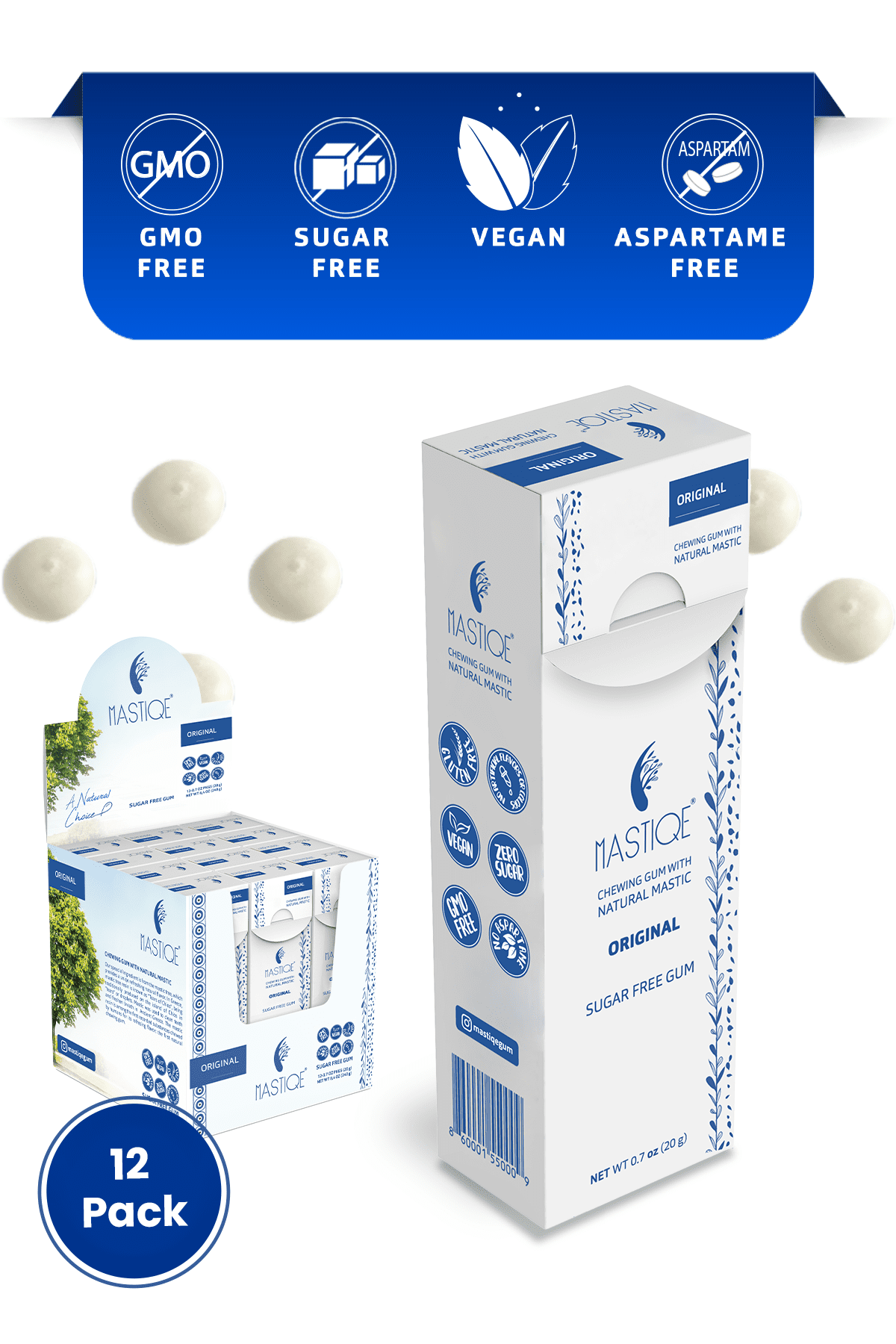 Mastiqe Sugar Free Chewing Gum with Natural Mastic -Plain