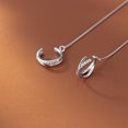thumbnail image 3 of Línea de pendientes de plata S925 para mujer, con forma de cruz incrustada de diamantes, con clip para la oreja, joyería para orejas largas, 3 of 5