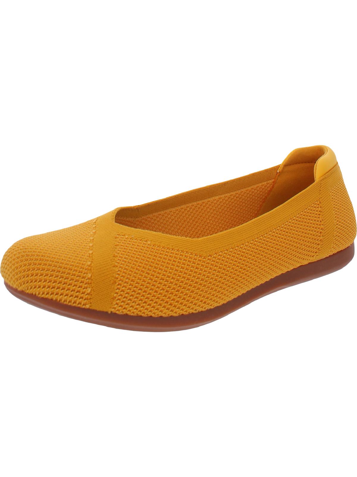 Clarks Womens Carly Wish Knit Slip On Ballet Flats Orange 9.5 Wide (C,D