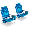 thumbnail image 2 of Patiojoy Lot de 2 Chaises de Plage Pliantes Type Sac à Dos, Chaises Inclinables d'Extérieur à 5 Positions avec Oreiller, Bleu Foncé, 2 of 10