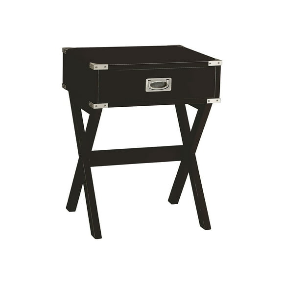 Mesa auxiliar cuadrada de madera con 1 cajón de Table Acme Babs, color negro