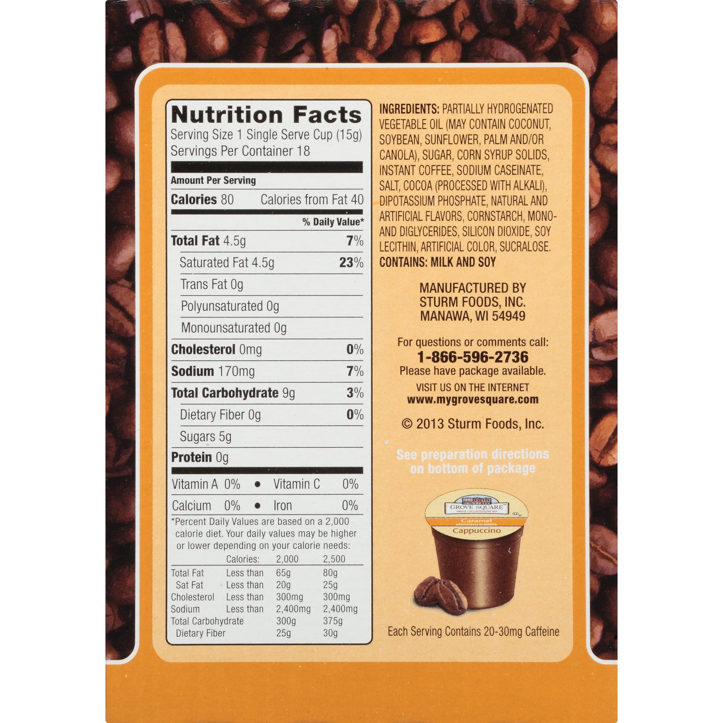 Grove Square Caramel Cappuccino K Cups Nutrition Blog Dandk