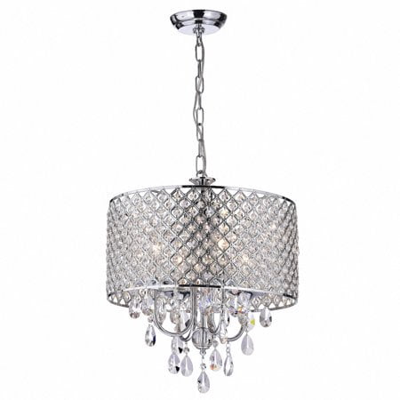 

16.93 in. 4-Light Chrome Contemporary Chandelier with High- Qulity Glass Shades
