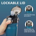 thumbnail image 2 of Konokyo Botella De Agua Aislada Con Pajita Y Asa De Transporte Frasco De Agua De Metal Al Vacío De Doble Pared De Acero Inoxidable De 18 Oz Con Tapa A Prueba De Fugas Indiego Black, 2 of 5