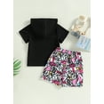 thumbnail image 5 of Biekopu Toddler Girls Boys Clothes Outfits Letter Graffiti Print Hooded Short Sleeve Tops Shorts Suit, 5 of 7