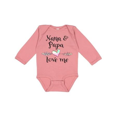 

Inktastic Nana and Papa Love Me- Heart Grandchild Gift Baby Boy or Baby Girl Long Sleeve Bodysuit