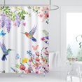 thumbnail image 2 of ZXMBF Cortina de ducha con diseño de colibrí y flores de acuarela, diseño de pájaros, mariposas, plantas florales, naturaleza, decoración moderna para el hogar, baño, bañera, tela impermeable de 71.7, 2 of 5