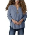 thumbnail image 5 of Timegard 3/4 Length Sleeve Women Tops Button Loose Lightweight Blouse Summer Casual Tee Shirts Tops, 5 of 9