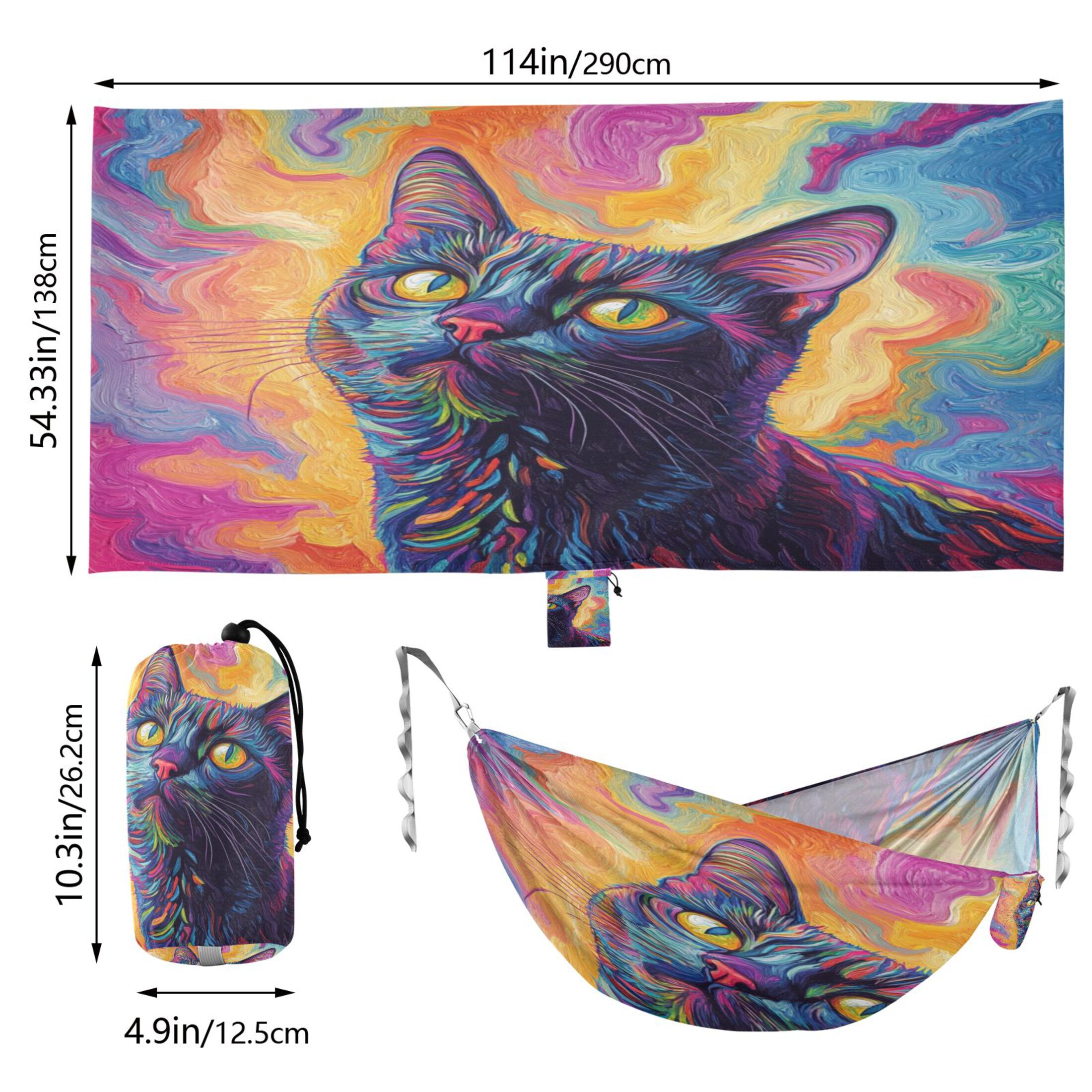 Hammock Camping Hammock Nylon Portable Hammock Travel Camping Hammock Colorful Cute Cat