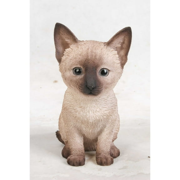 Hi-Line Gifts 7.5" Sitting Siamese Kitten Outdoor Garden Statue