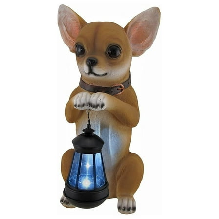 This Little Light Chihuahua Statue and Solar LED Lantern