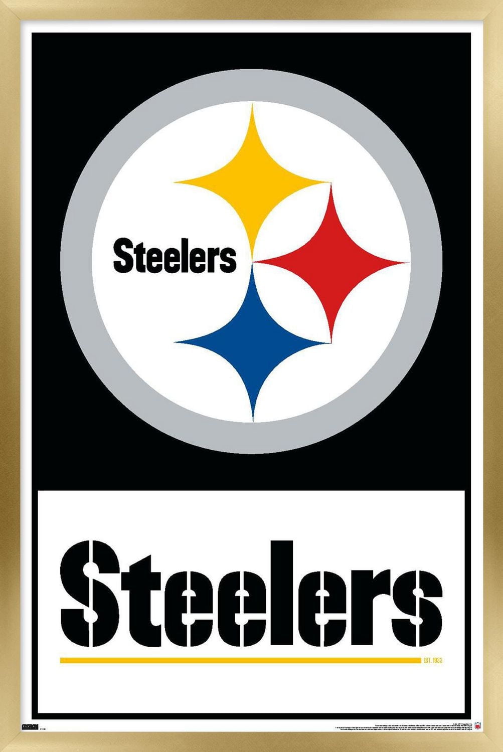 NFL Pittsburgh Steelers - Logo 21 Wall Poster, 22.375" x 34" Framed