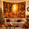 thumbnail image 3 of Wooden Planks Weathered with Structure Resembles Doorway, Cozy Farmhouse for Farmhouse Decor Lovers, Wall Decor, Halloween Gift, Tapestry Wall Hanging for Dorm and Living Room, 3 of 7