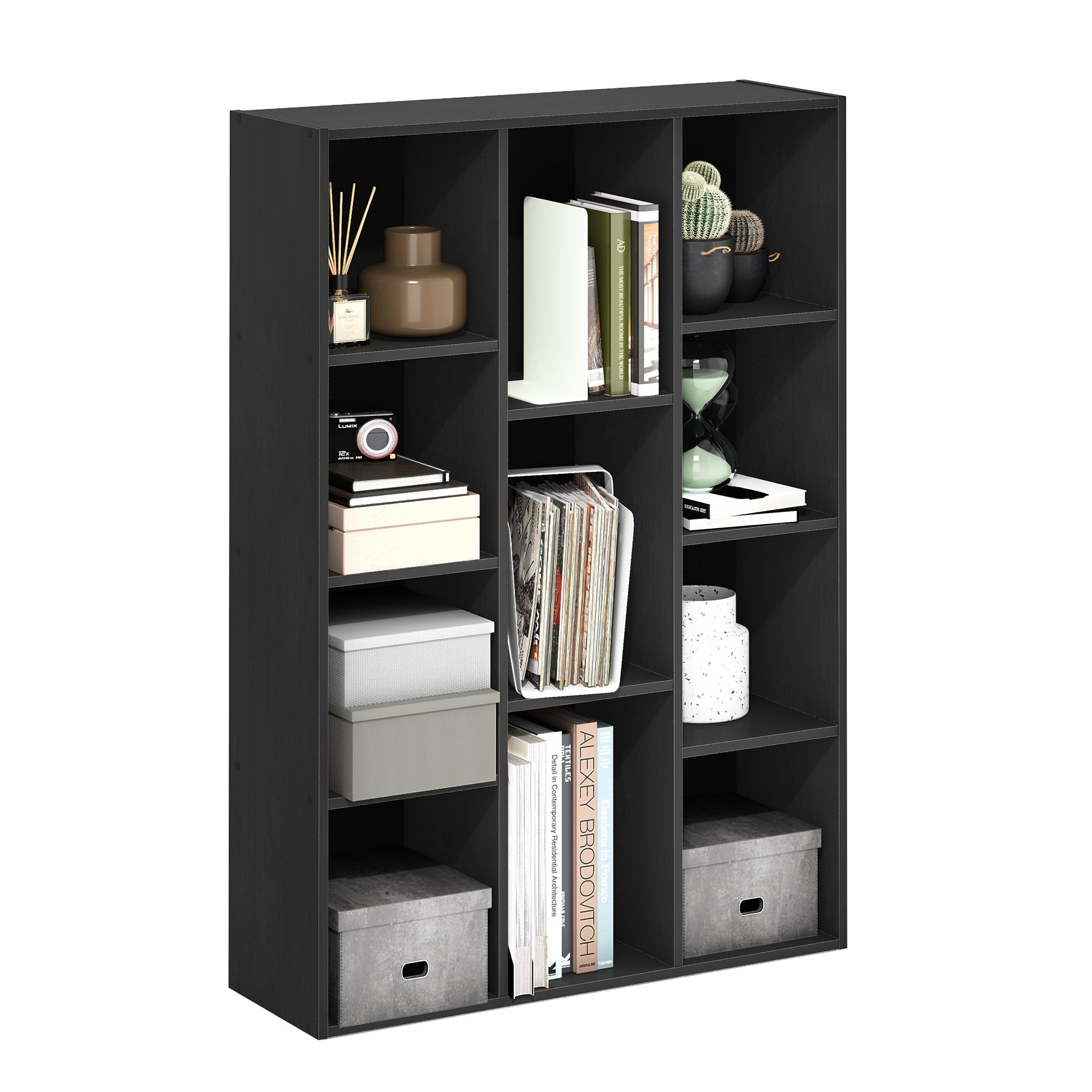 Furinno Luder 11-Cube Reversible Open Shelf Bookcase, Blackwood
