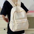 thumbnail image 5 of Stripe School Backpack, Bowknot Embroidery Bag with Drawstring Side Pockets, Lightweight Breathable Bookbag for College Travel (Yellow), 5 of 6